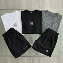 Alpha Kit 5 Peças 3 Camisetas 2 Bermudas