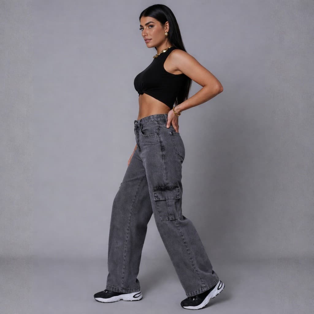 Calça Cargo Wide Leg