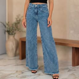 Calça Wide Leg Jeans Feminina