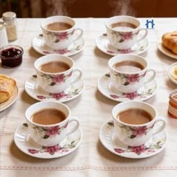 Conjunto Xícara Pires Porcelana 12 Peças