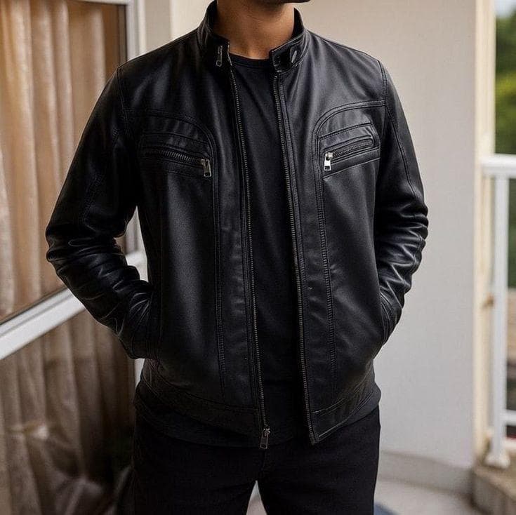 Jaqueta De Couro Slim Resistente