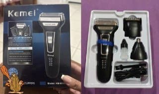 Kemei Barbeador Cortador 3 em 1