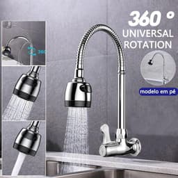 Torneira 360° Inox Com Chuveiro