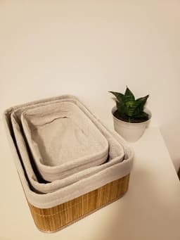 Kit Cestos Organizador Bambu