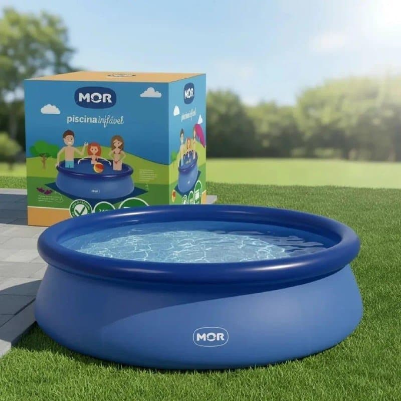 Mor Piscina Inflável Redonda 1400L