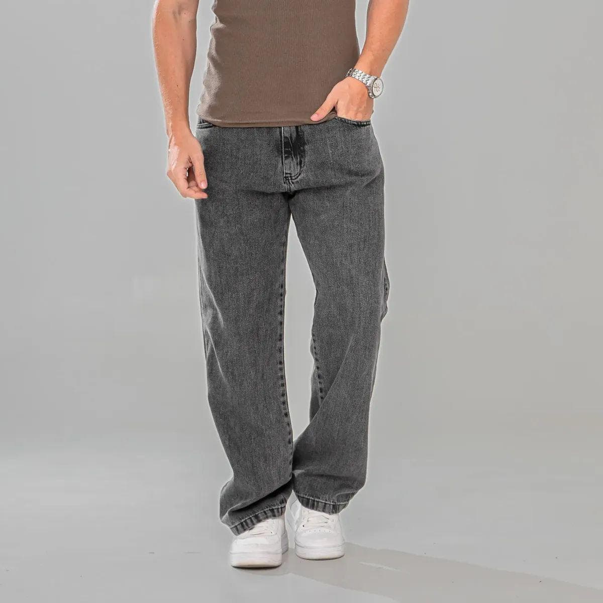 Streetwear Calça Jeans Marmorizada Larga Bag